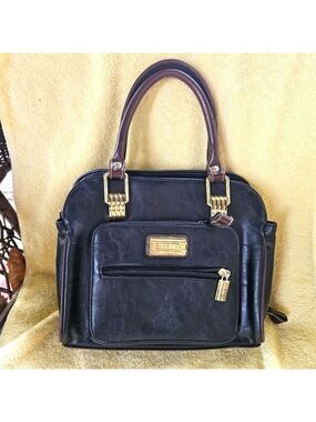 Vintage 90s Capezio 2-tone Black and Brown Compact Satchel Handbag